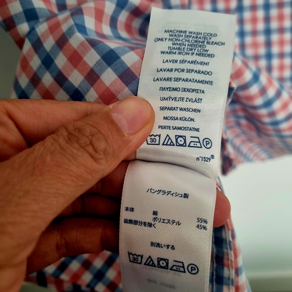 Chaps Mens L Pink/ Red and Blue clCheckered Casual Button Down Shirt - Picture 8 of 8